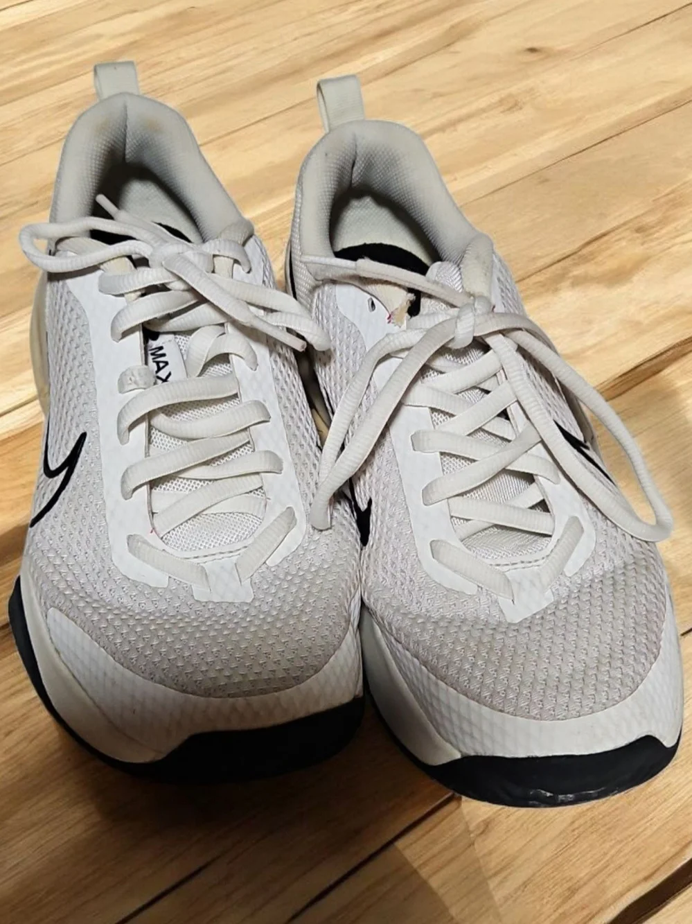Nike Women's Cream Mesh Sneakers with Black Swoosh
